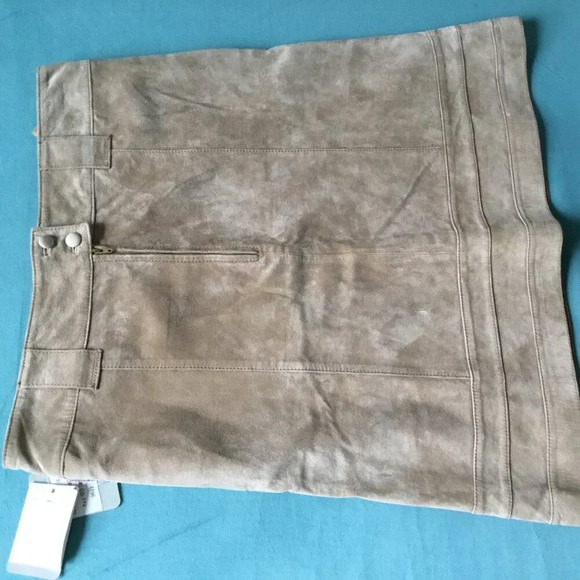 Skotts Suede Skirt Womens Natural  Leather A Line size 12 - Picture 3 of 9